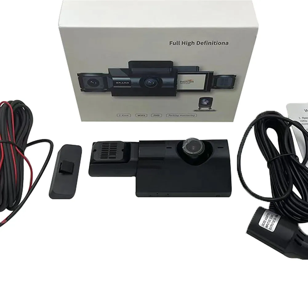 3 Channel Dash Cam Front Rear Inside 1080p Car Camera Parking