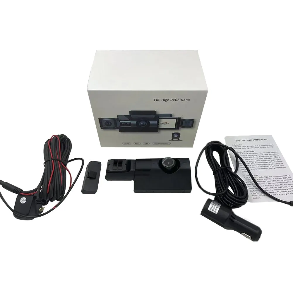 3 Channel Dash Cam Front Rear Inside 1080p Car Camera Parking