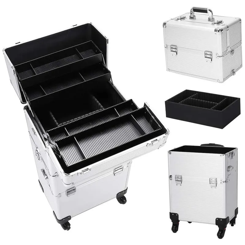 3 In 1 Professional Makeup Train Case With 360° Swivel Wheels -Y233