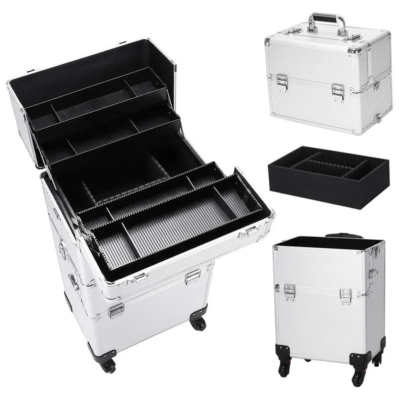3 In 1 Professional Makeup Train Case With 360° Swivel Wheels -Y233