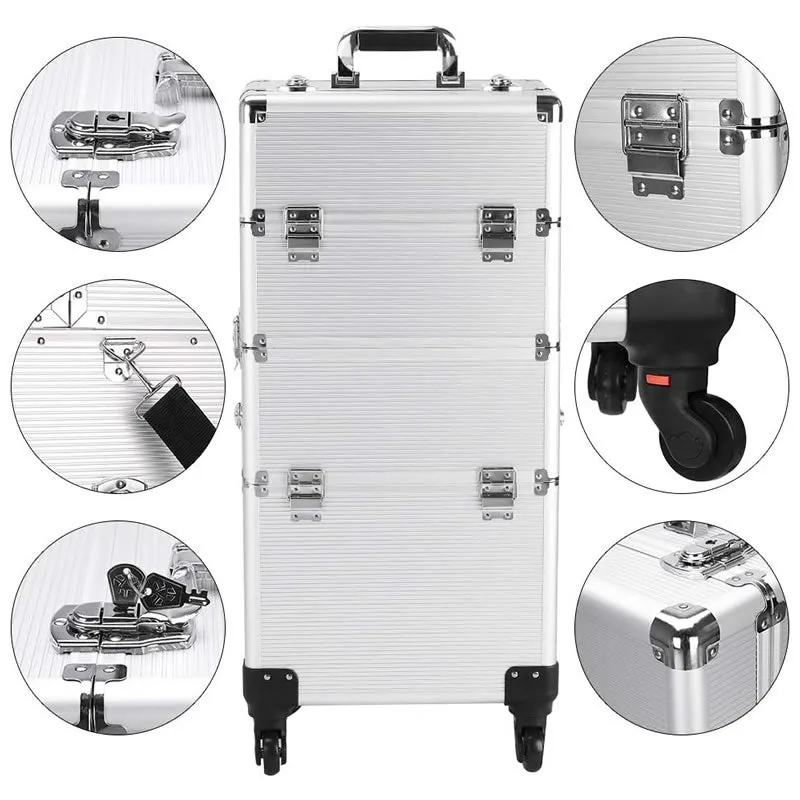 3 In 1 Professional Makeup Train Case With 360° Swivel Wheels -Y233
