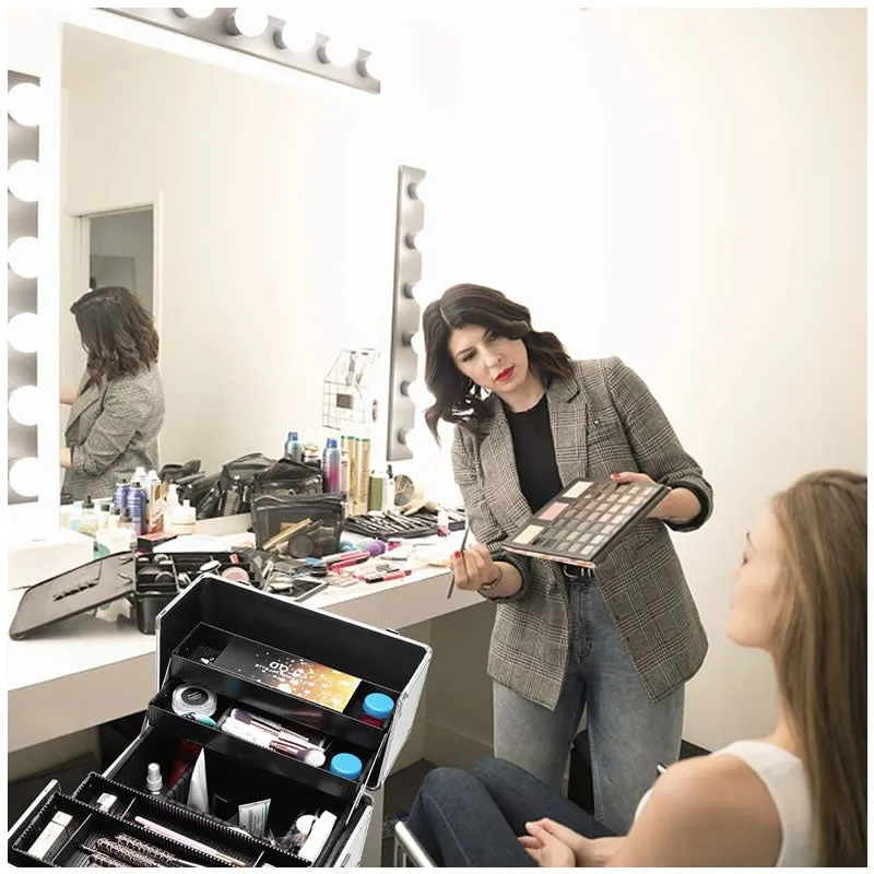 3 In 1 Professional Makeup Train Case With 360° Swivel Wheels -Y233