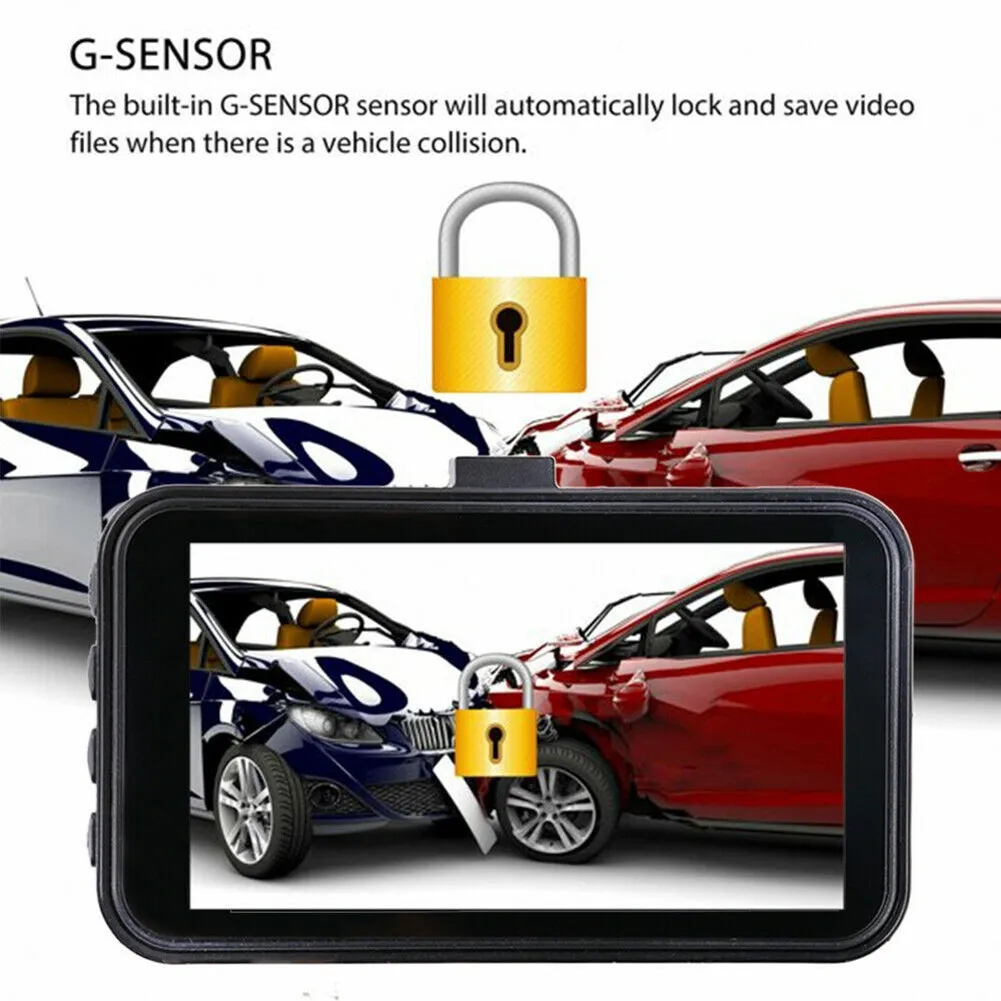 3-inch Ips Car Driving Recorder with HD Display Dual Lens Dash