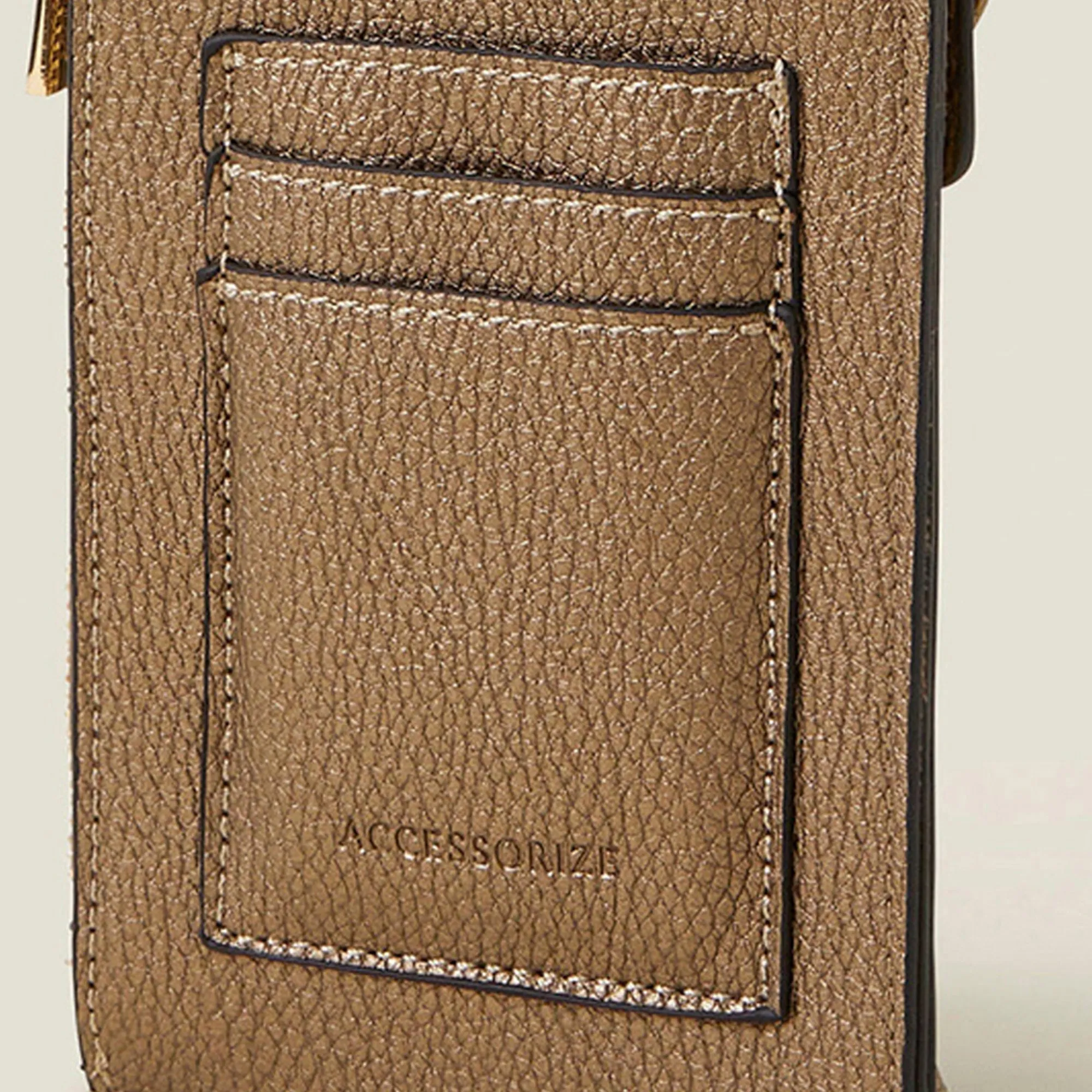 Accessorize London Women's Brown Metallic Phone Bag