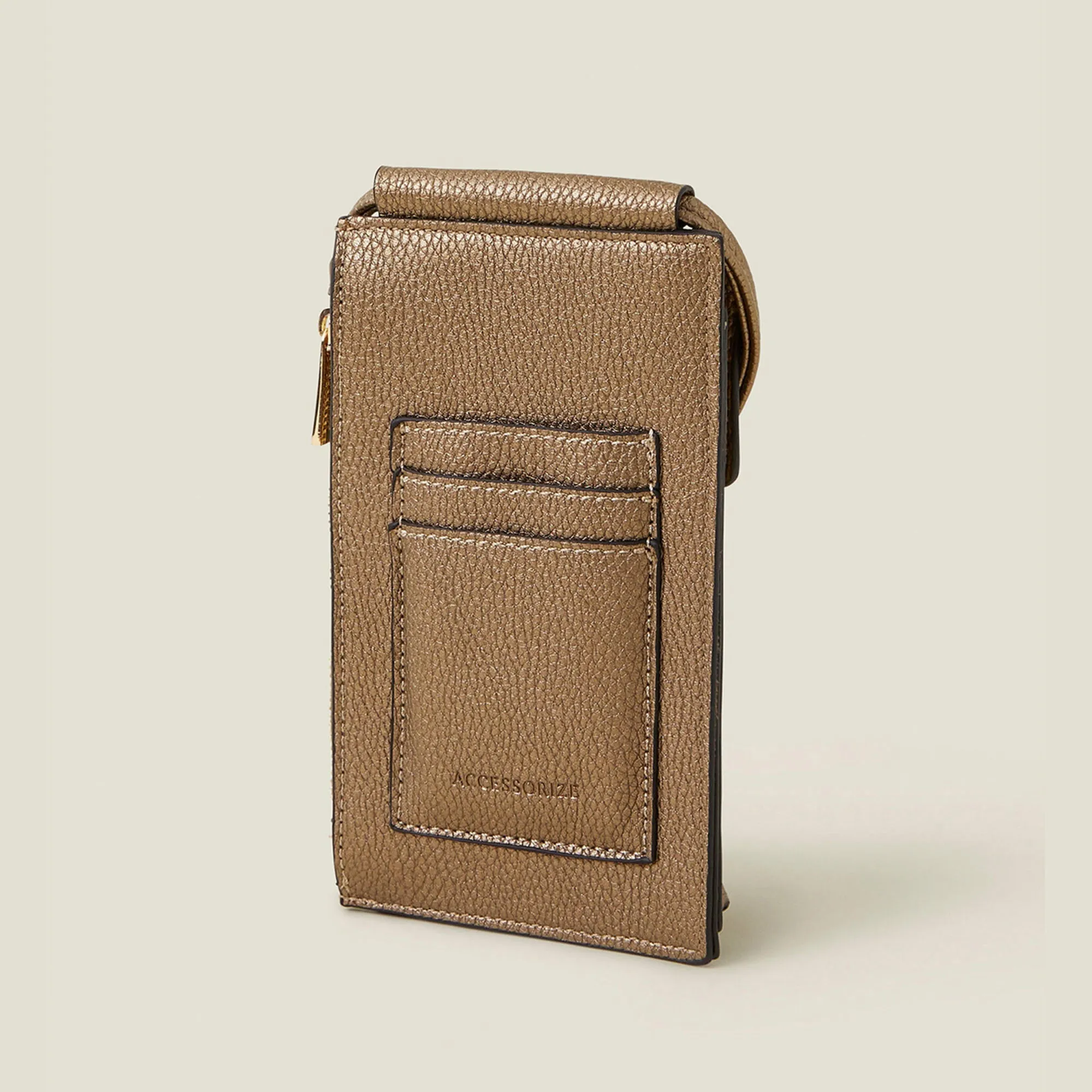 Accessorize London Women's Brown Metallic Phone Bag