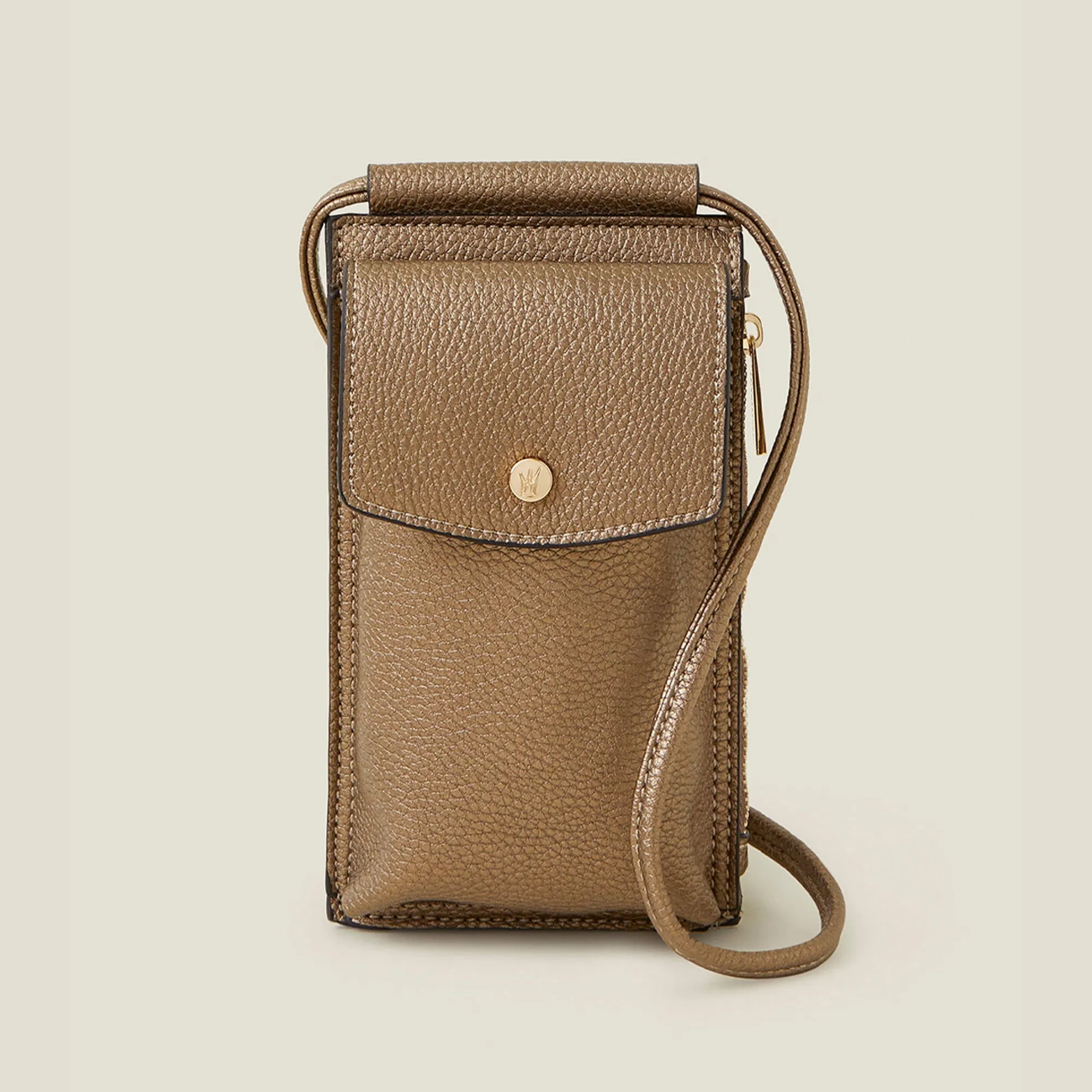 Accessorize London Women's Brown Metallic Phone Bag
