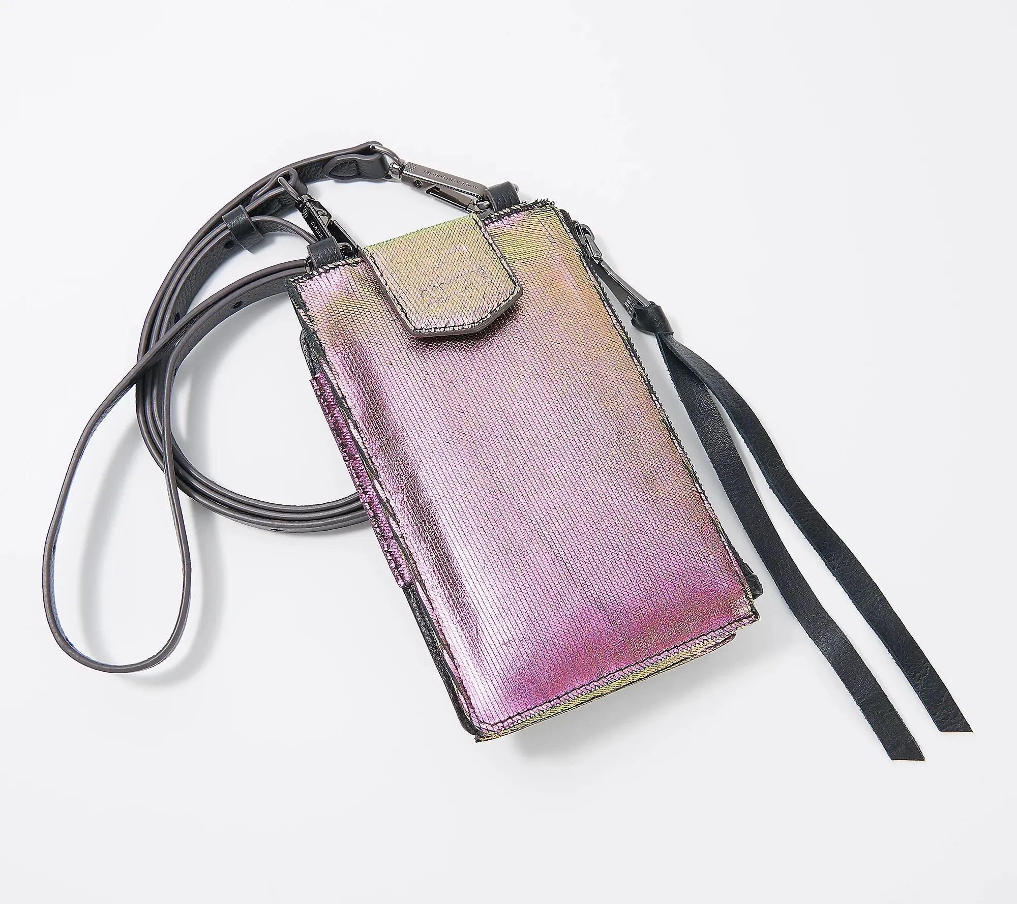 Aimee Kestenberg Leather Phone Crossbody w/ RFID & Screen Access Irridescent Scales