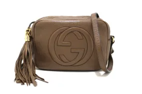 Authentic Gucci Brown Soho Leather Small Disco Messenger Bag