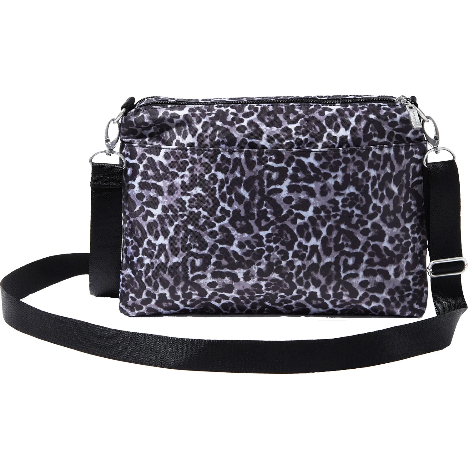 Baggallini City Crossbody Grey Wild Cheetah Nylon