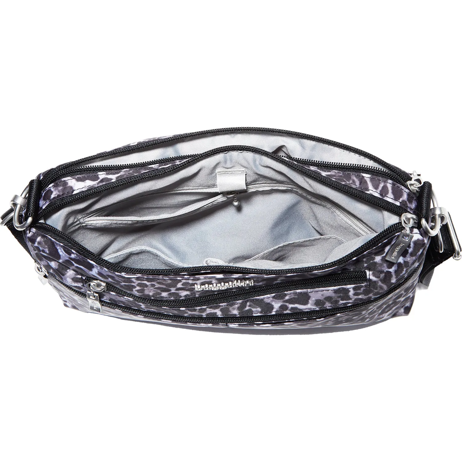 Baggallini City Crossbody Grey Wild Cheetah Nylon