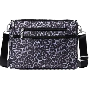Baggallini City Crossbody Grey Wild Cheetah Nylon