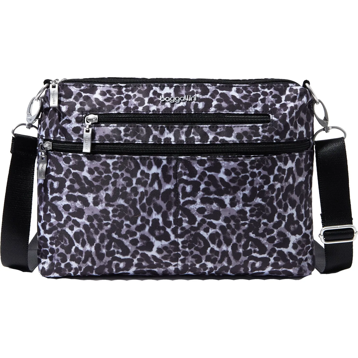 Baggallini City Crossbody Grey Wild Cheetah Nylon