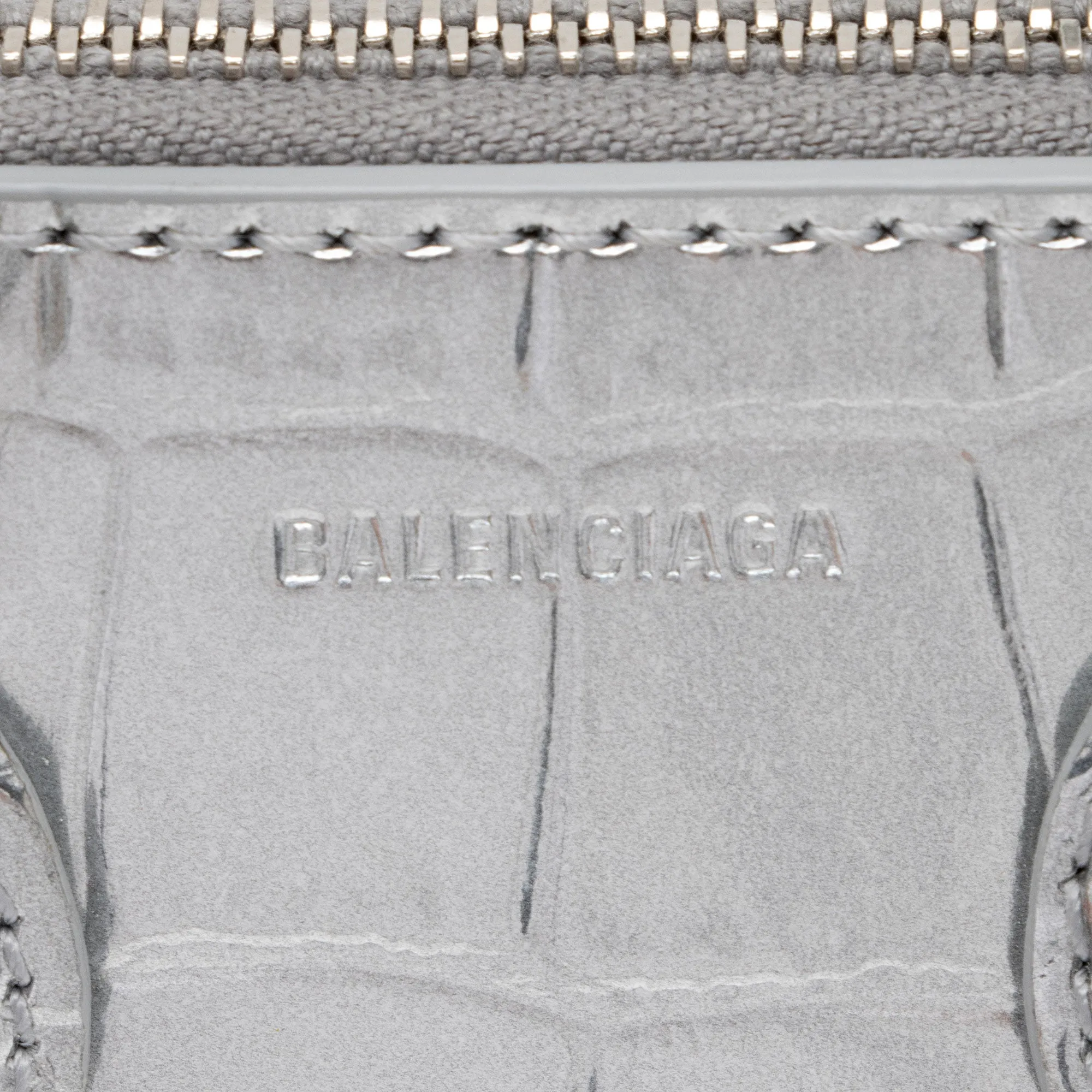 Balenciaga Metallic Croc Embossed Ville Mini Top Handle (SHF-Ayu5RO)