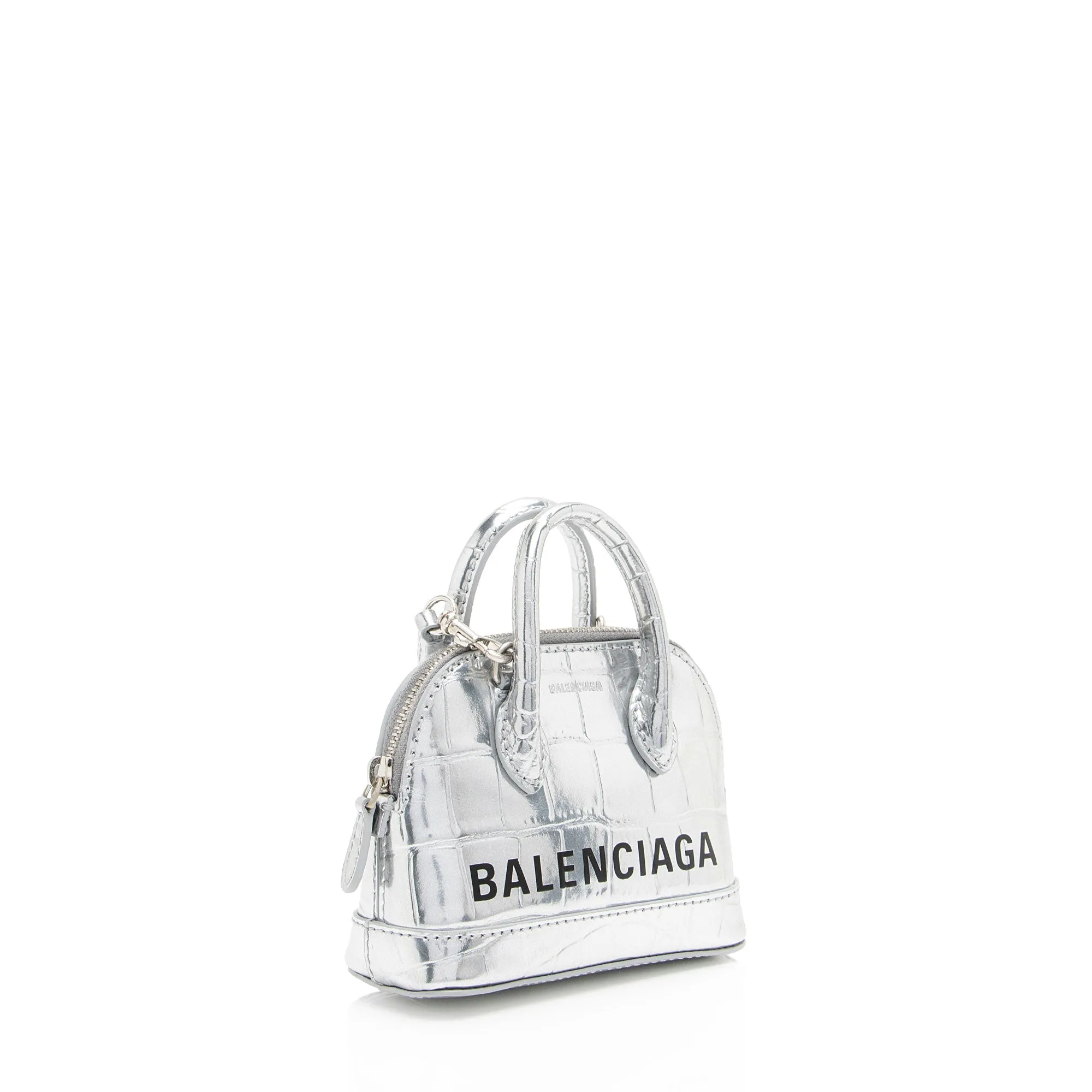 Balenciaga Metallic Croc Embossed Ville Mini Top Handle (SHF-Ayu5RO)