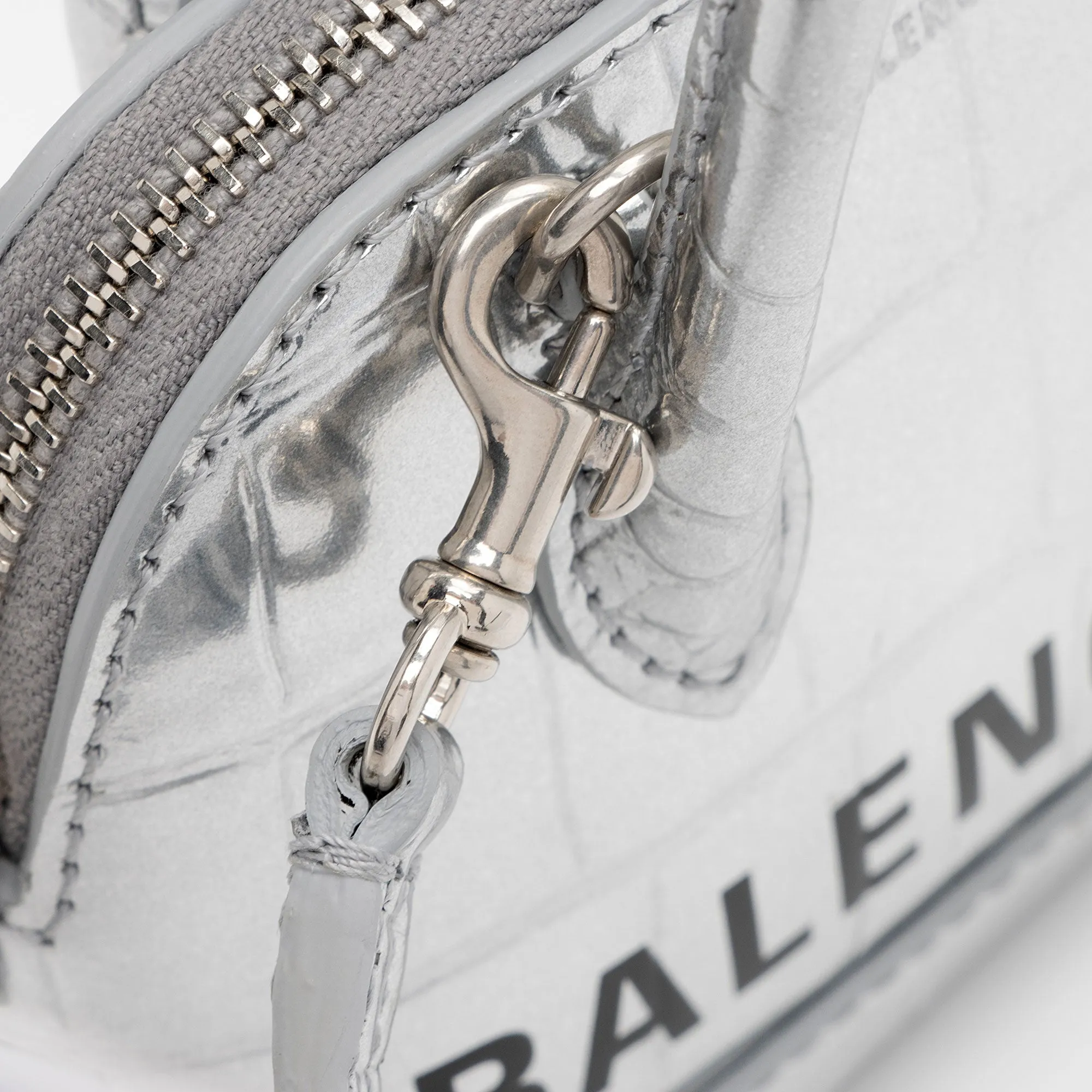 Balenciaga Metallic Croc Embossed Ville Mini Top Handle (SHF-Ayu5RO)