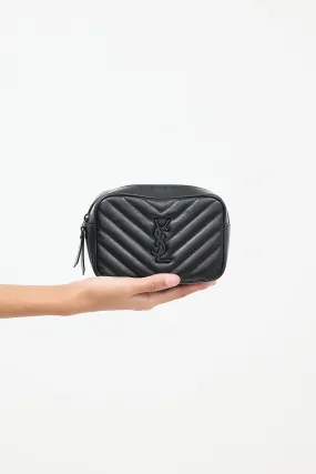 Black Leather Chevron Lou Camera Belt Bag