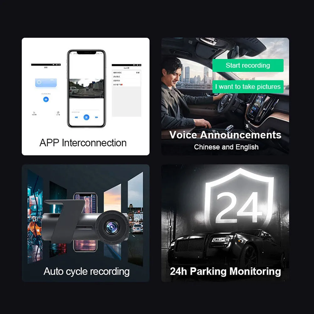 Car Driving Recorder 1080p Hd Wifi Dvr Camera Dual Recording