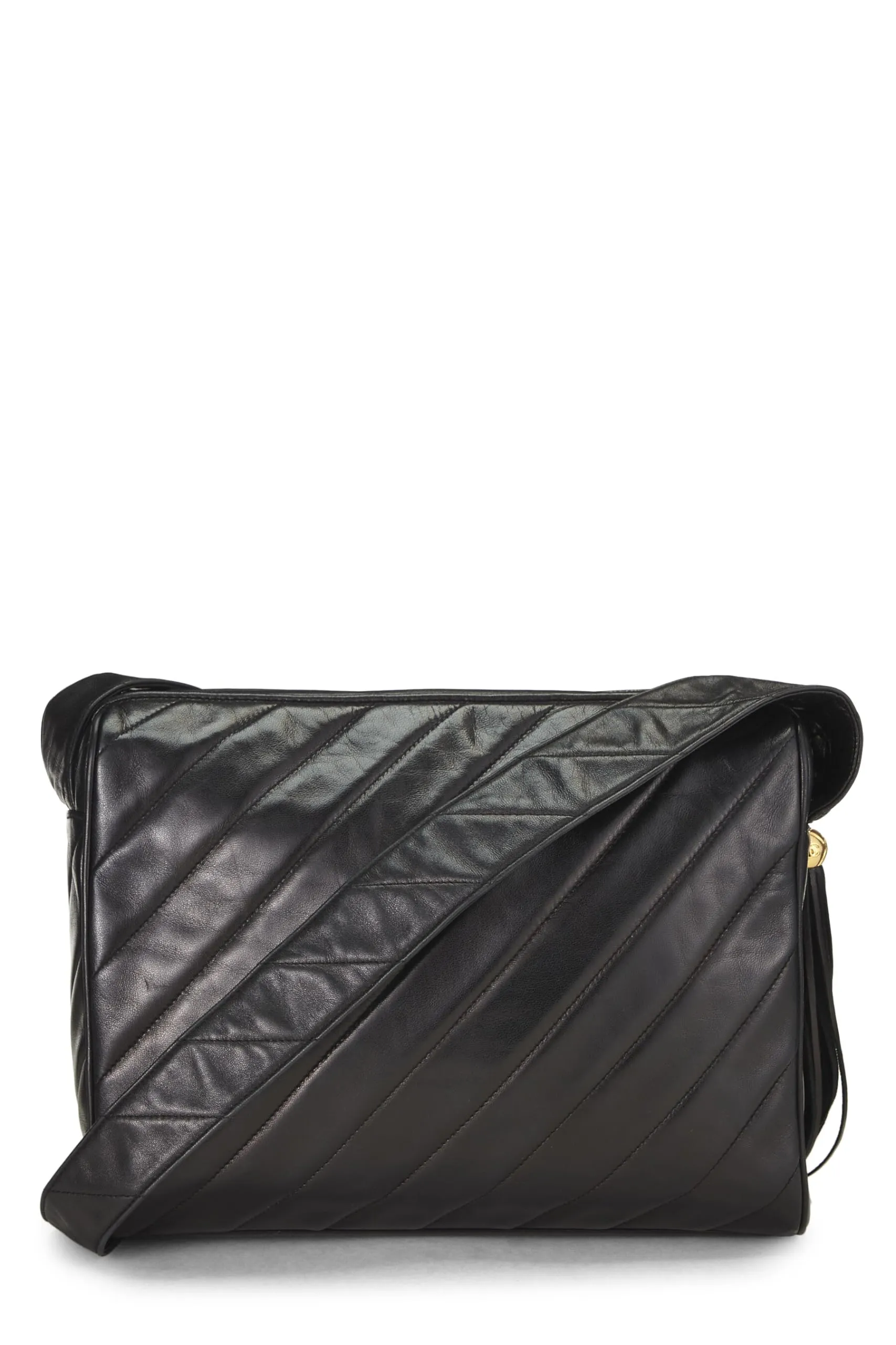 Chanel,  Black Lambskin Diamond 'CC' Camera Bag Large, Black