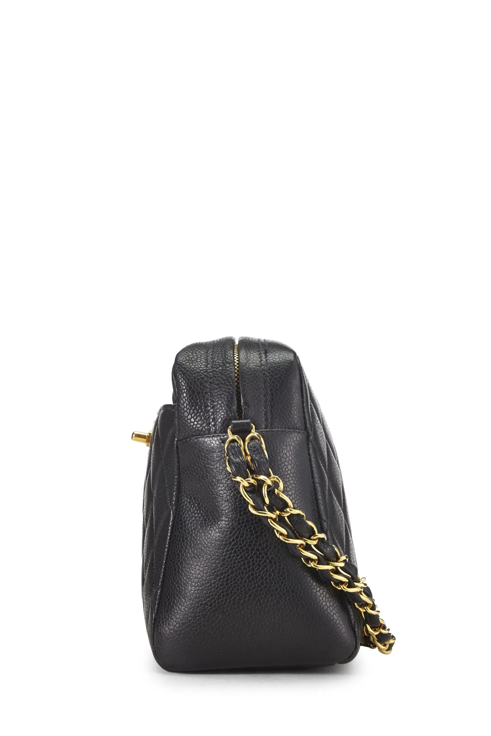 Chanel,  Black Quilted Caviar Pocket Camera Bag Medium, Black