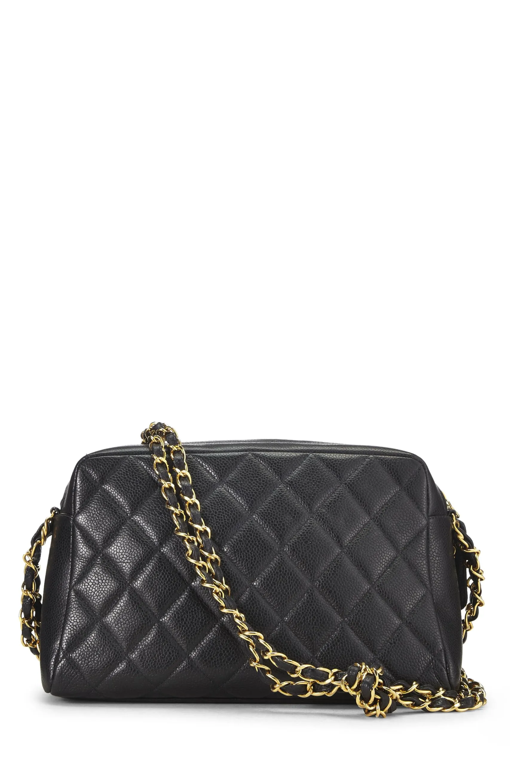 Chanel,  Black Quilted Caviar Pocket Camera Bag Medium, Black