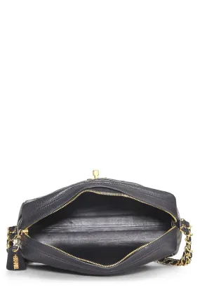 Chanel,  Black Quilted Caviar Pocket Camera Bag Medium, Black