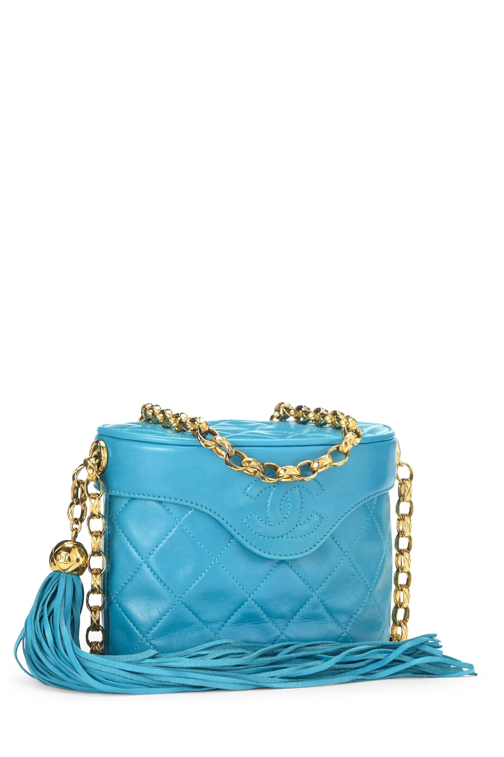 Chanel,  Blue Quilted Lambskin Binocular Bag Mini, Blue