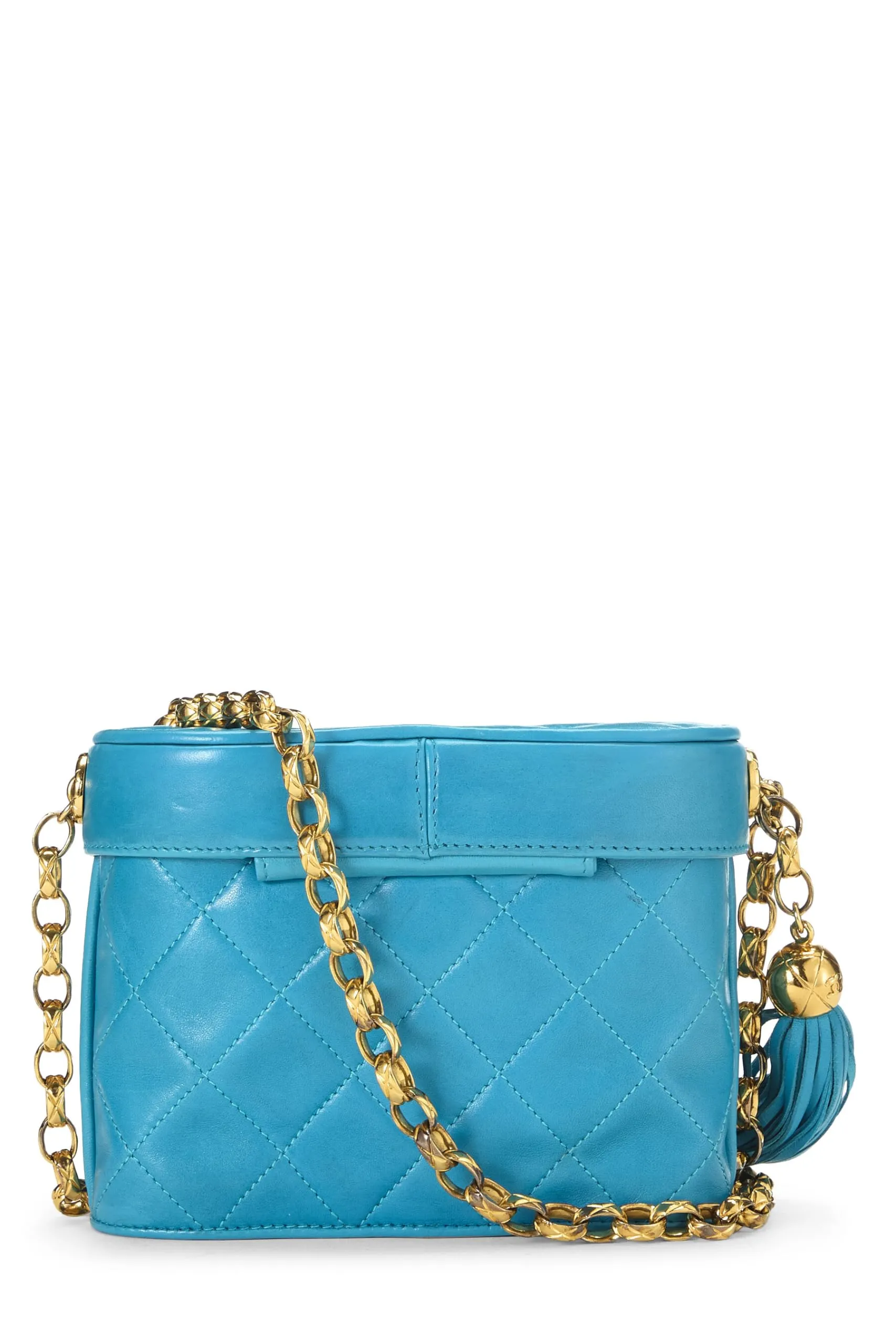 Chanel,  Blue Quilted Lambskin Binocular Bag Mini, Blue