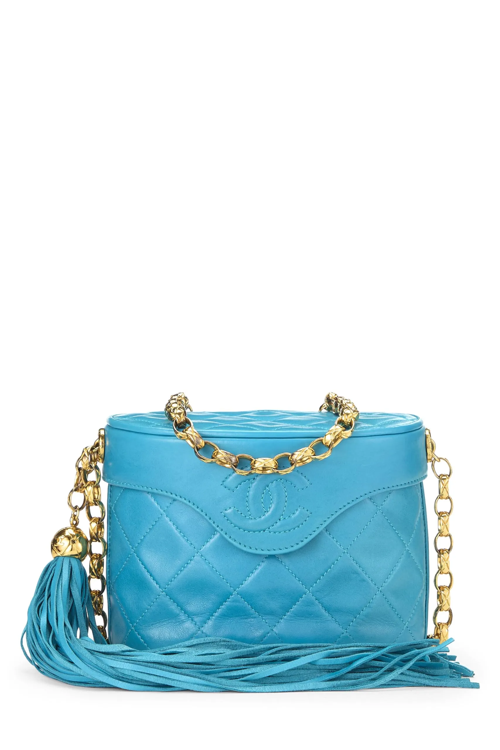 Chanel,  Blue Quilted Lambskin Binocular Bag Mini, Blue
