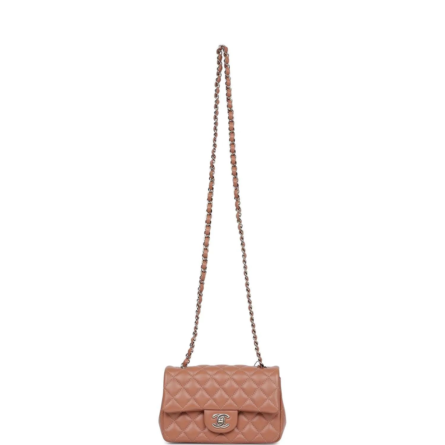 Chanel Mini Rectangular Flap Bag Caramel Lambskin Light Gold Hardware