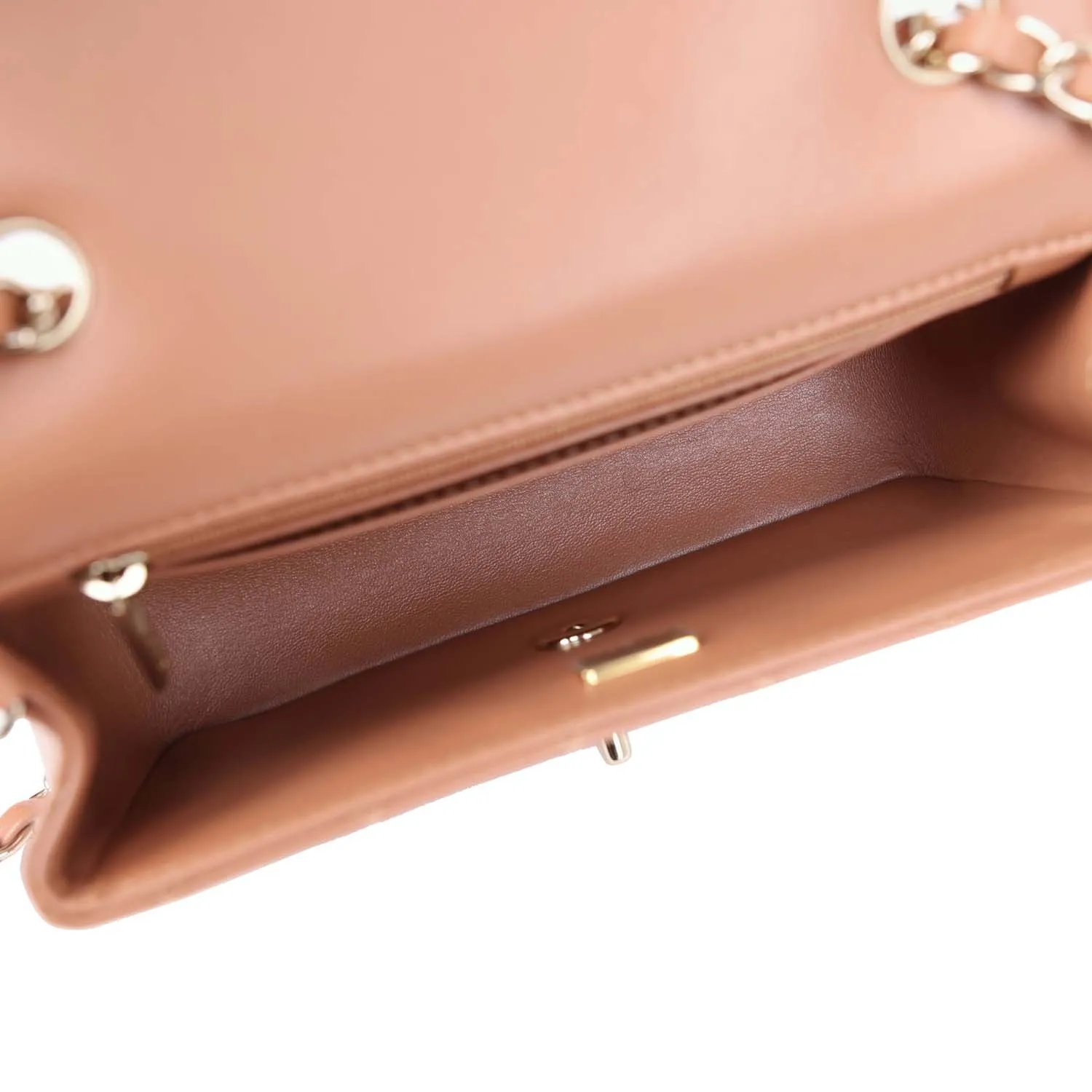 Chanel Mini Rectangular Flap Bag Caramel Lambskin Light Gold Hardware