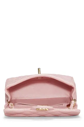 Chanel,  Pink Quilted Caviar Classic Square Flap Mini, Pink