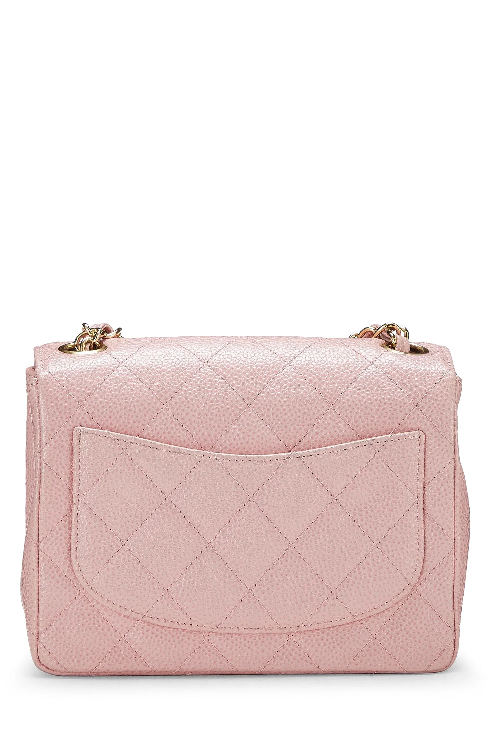 Chanel,  Pink Quilted Caviar Classic Square Flap Mini, Pink