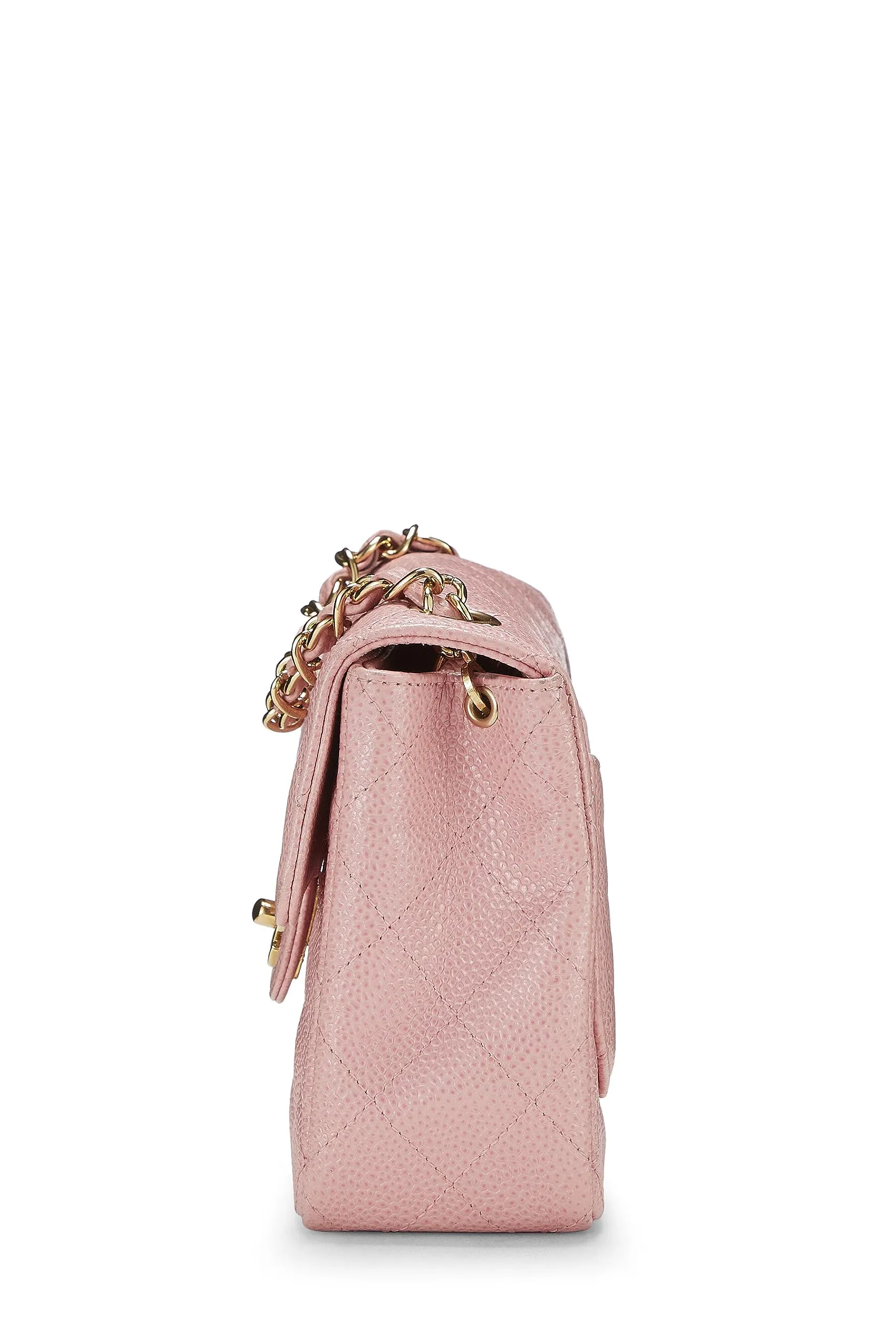 Chanel,  Pink Quilted Caviar Classic Square Flap Mini, Pink
