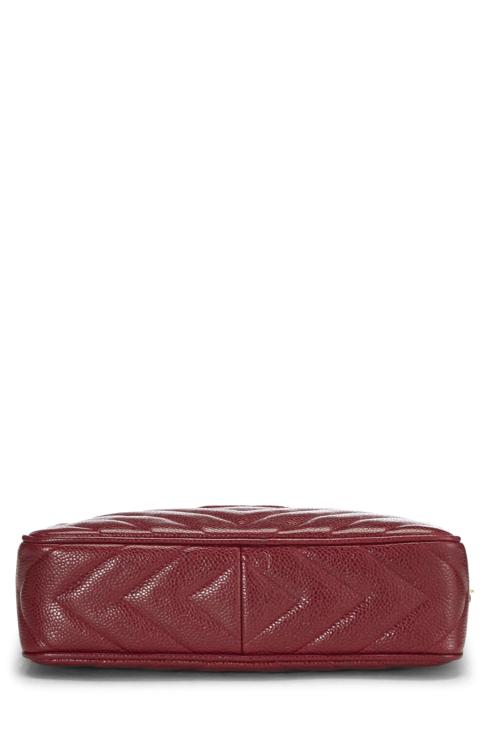 Chanel,  Red Caviar Diamond 'CC' Camera Bag Large, Burgundy
