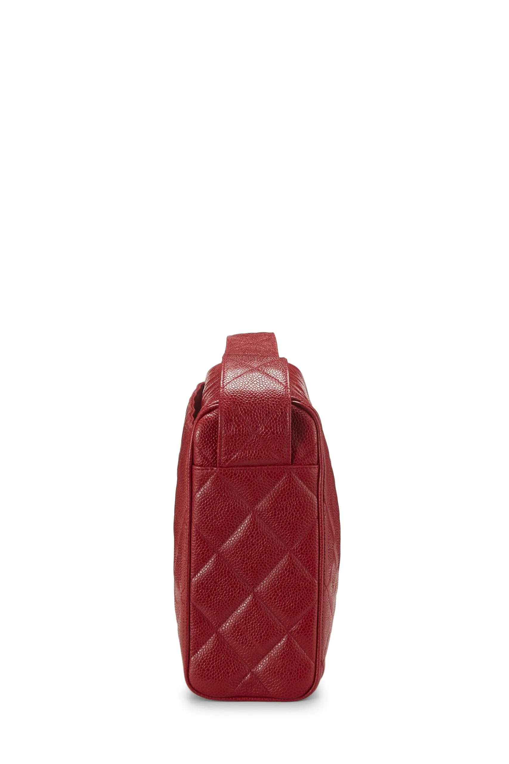 Chanel,  Red Quilted Caviar Diamond 'CC' Camera Bag Large, Red