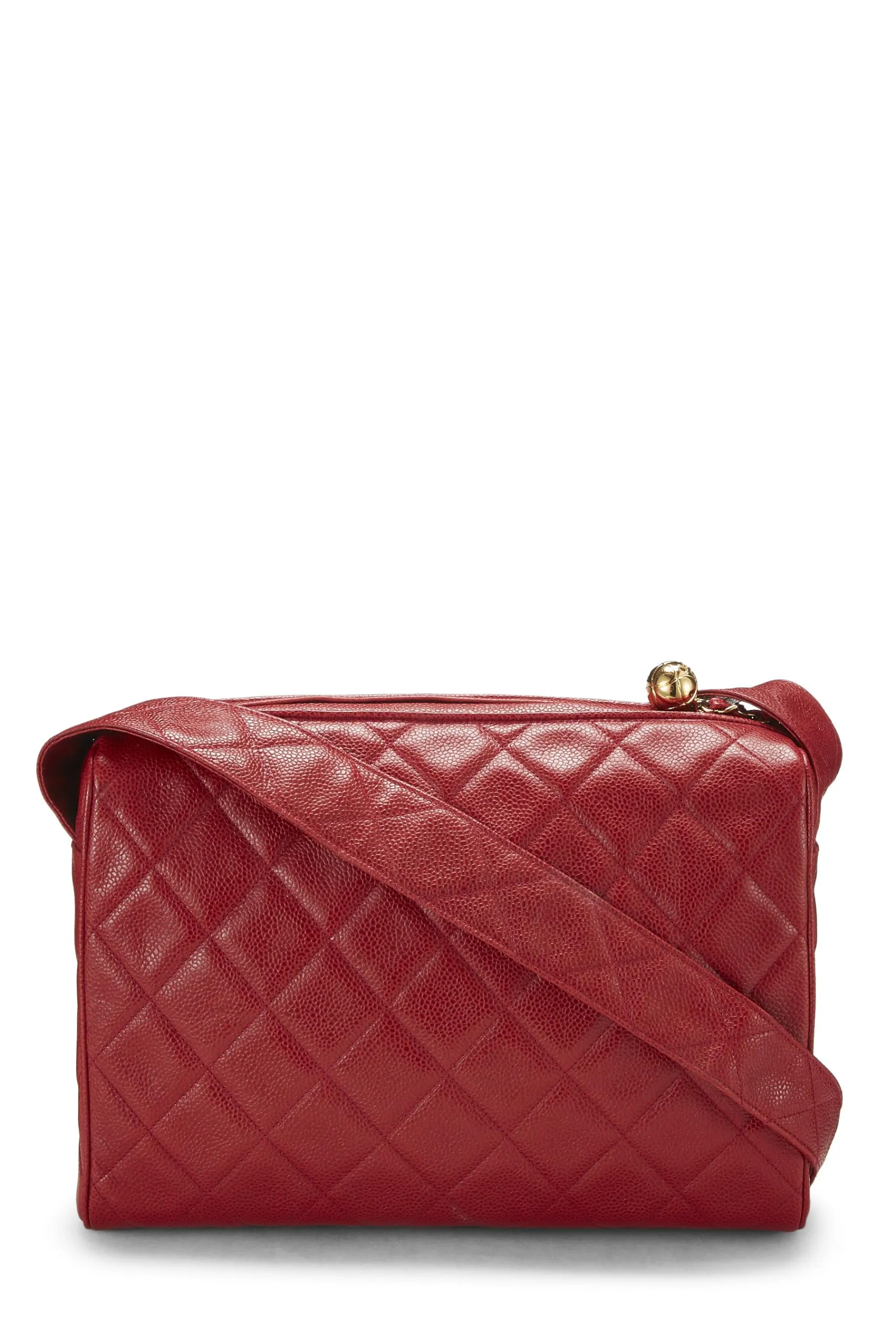 Chanel,  Red Quilted Caviar Diamond 'CC' Camera Bag Large, Red
