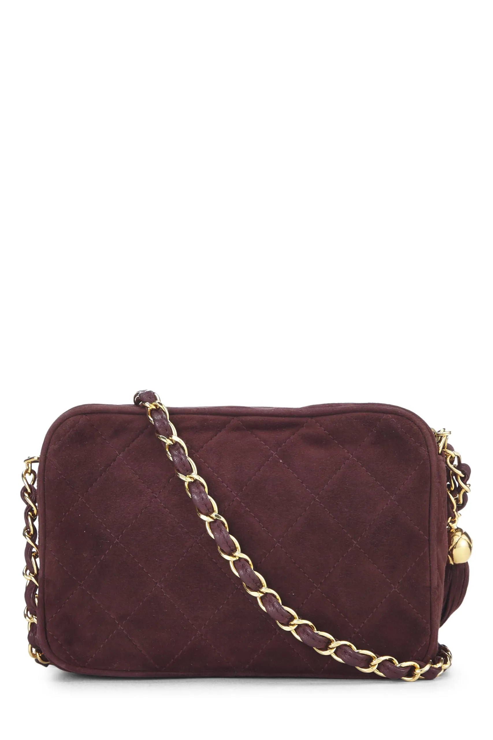 Chanel,  Red Quilted Suede Diamond 'CC' Camera Bag Medium, Red