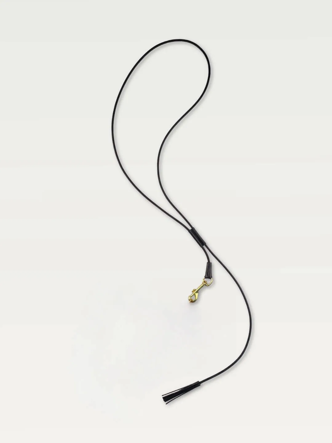 Crossbody Lanyard with Leather Tassel In Black