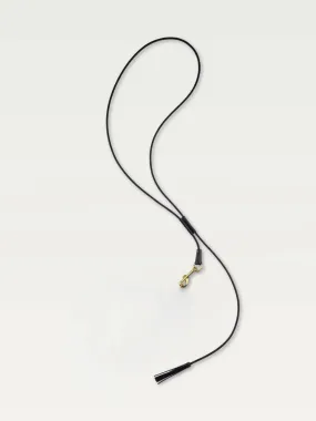 Crossbody Lanyard with Leather Tassel In Black