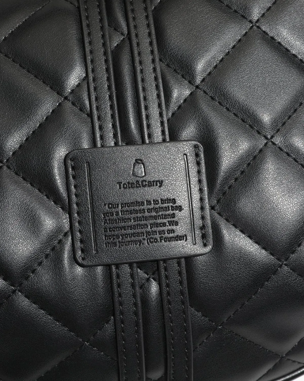 Diamond Stitch Crescent Messenger Bag in Black