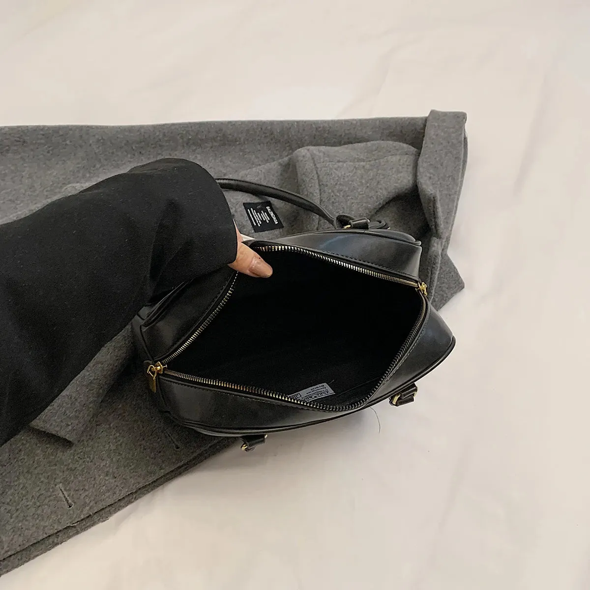 Faux Leather Double Pockets Underarm Bags