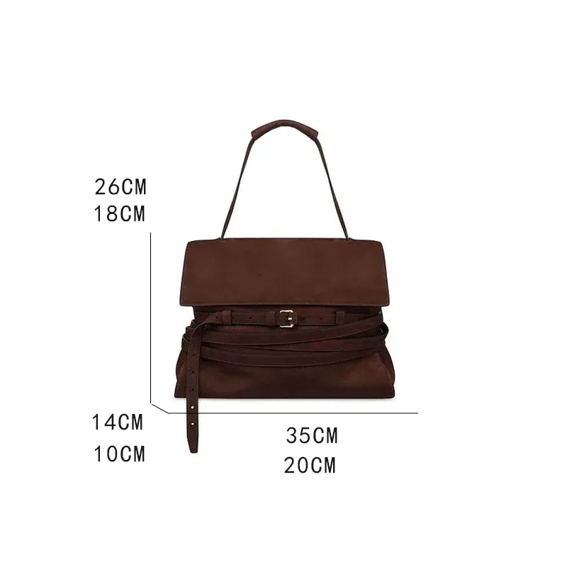 Faux Suede Tie Tape Decorate Tote Bags