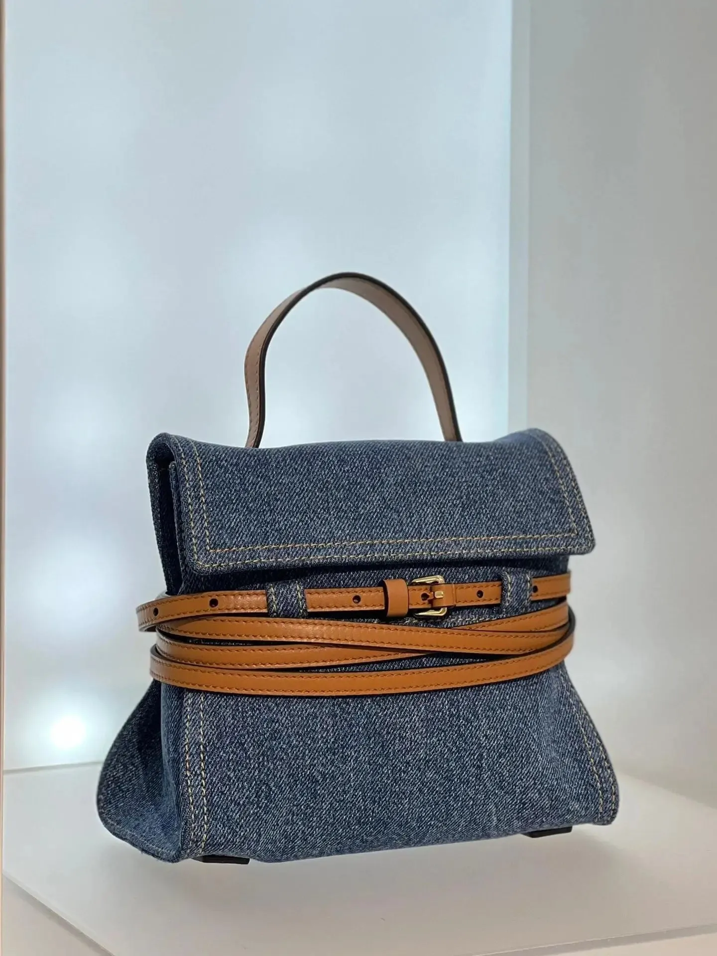 Faux Suede Tie Tape Decorate Tote Bags