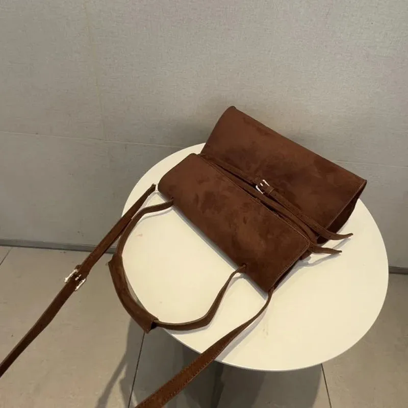 Faux Suede Tie Tape Decorate Tote Bags