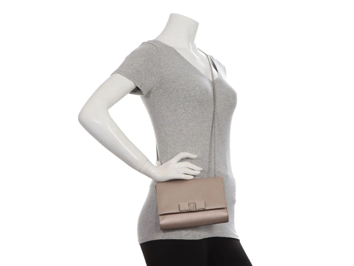 Ferragamo Iridescent Beige Miss Vara Bow Crossbody Bag