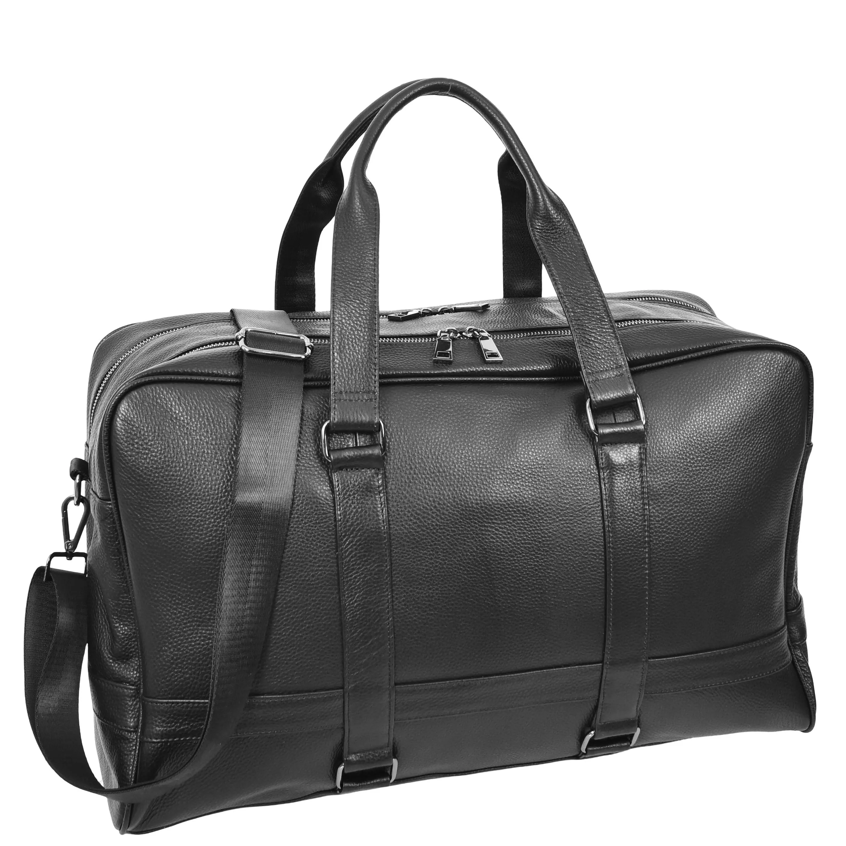 Full Grain Leather Holdall Travel Duffle Cabin Size Weekend Bag A806 Black