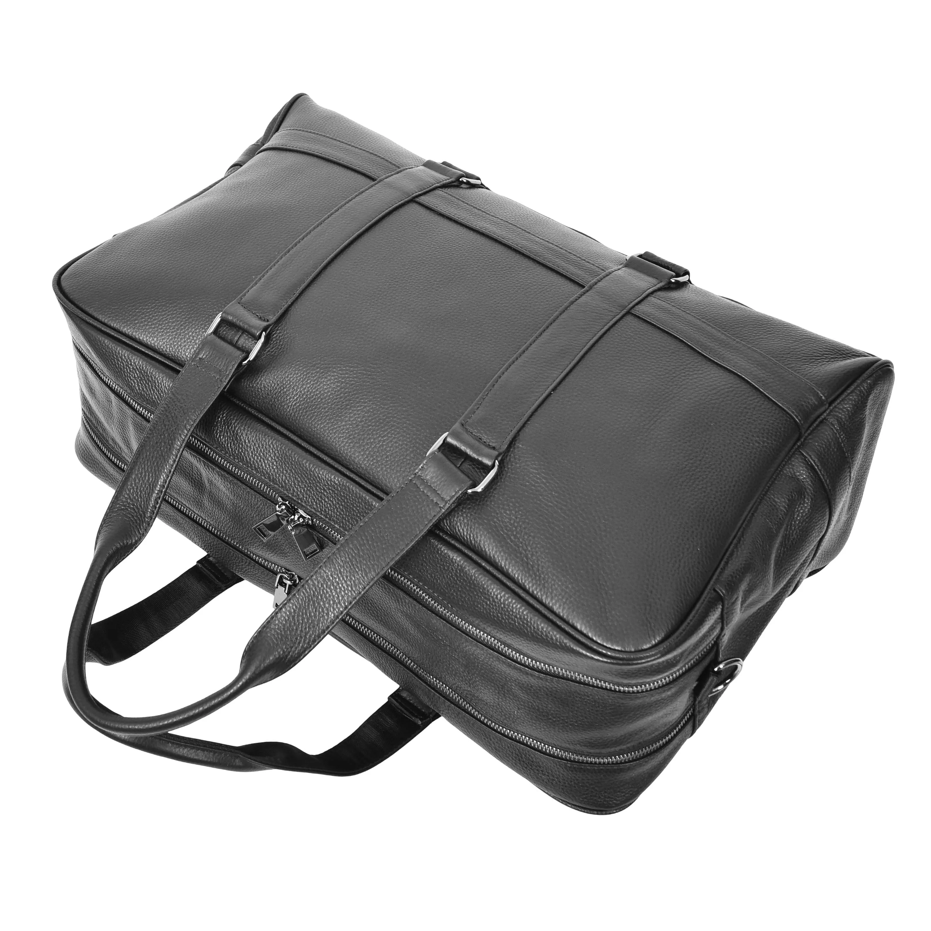 Full Grain Leather Holdall Travel Duffle Cabin Size Weekend Bag A806 Black