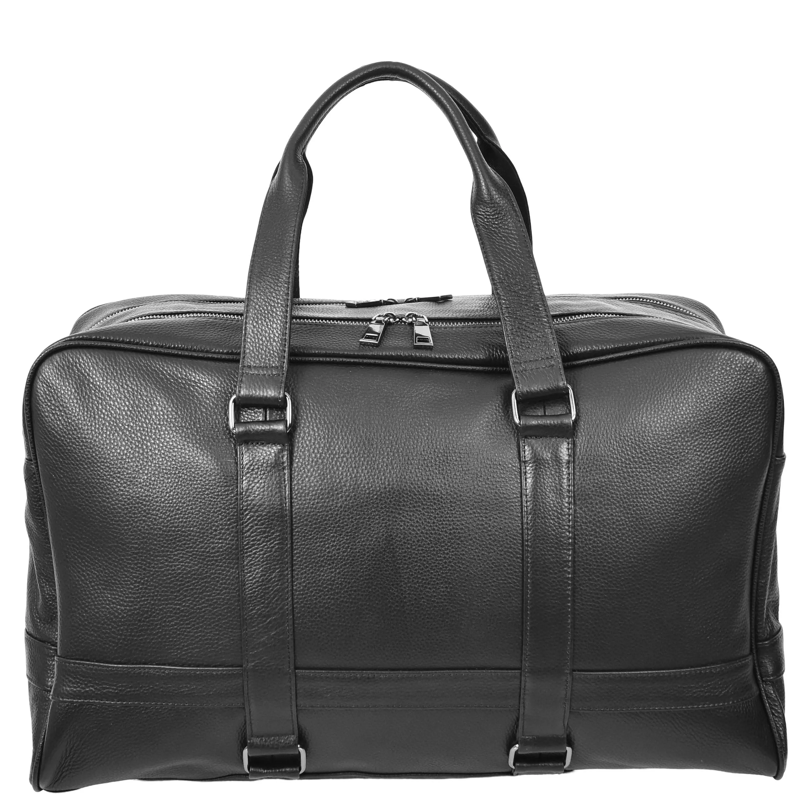 Full Grain Leather Holdall Travel Duffle Cabin Size Weekend Bag A806 Black