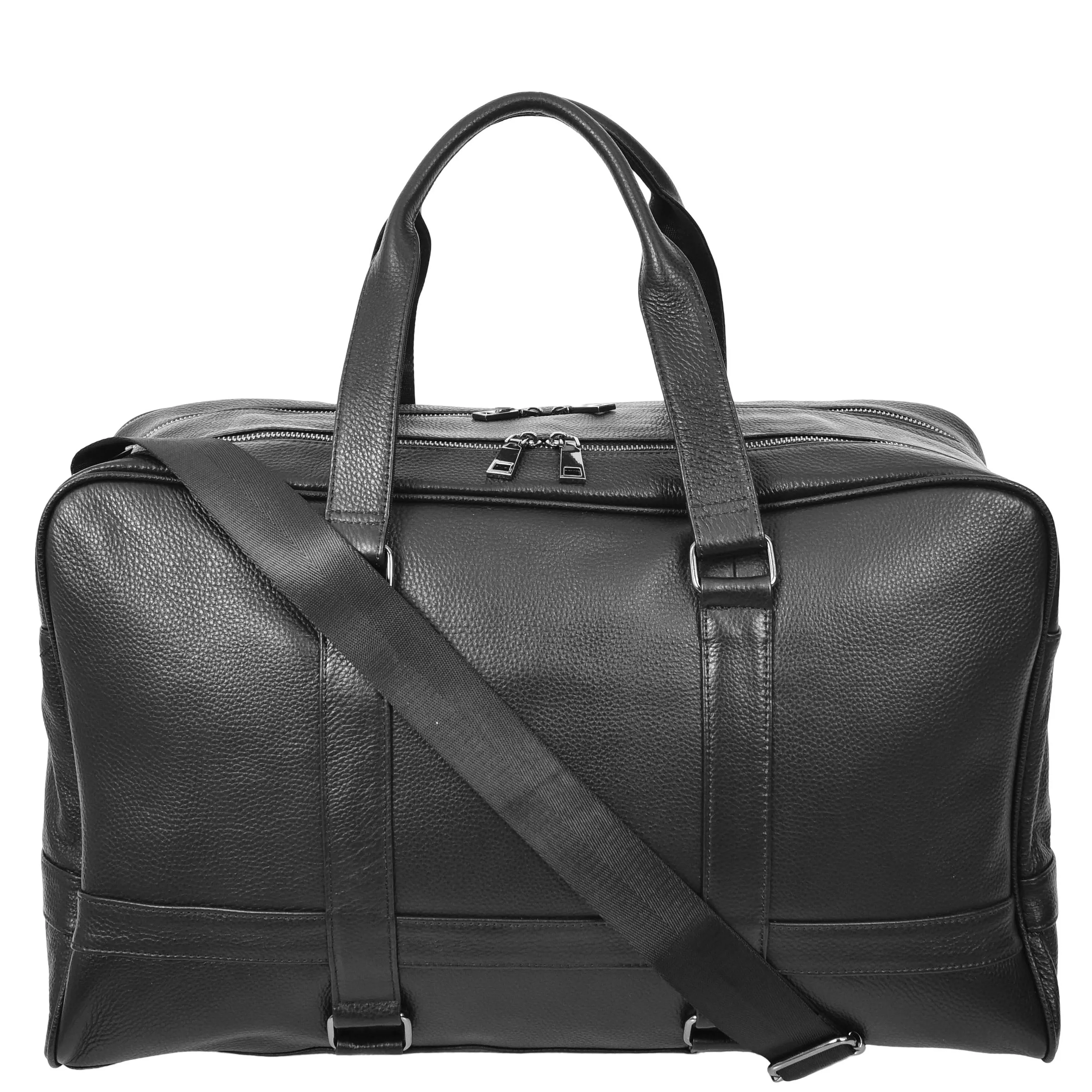 Full Grain Leather Holdall Travel Duffle Cabin Size Weekend Bag A806 Black