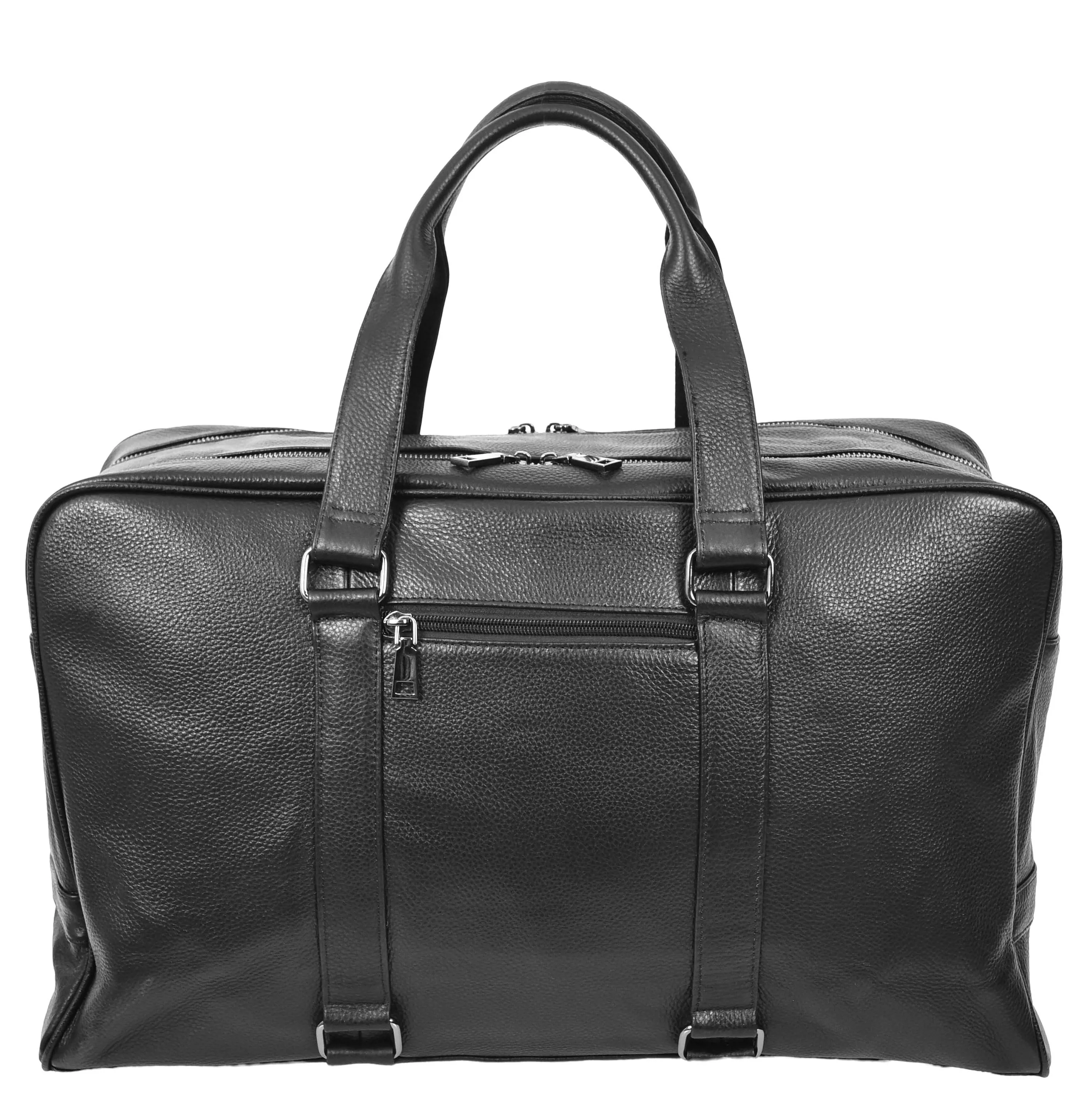 Full Grain Leather Holdall Travel Duffle Cabin Size Weekend Bag A806 Black